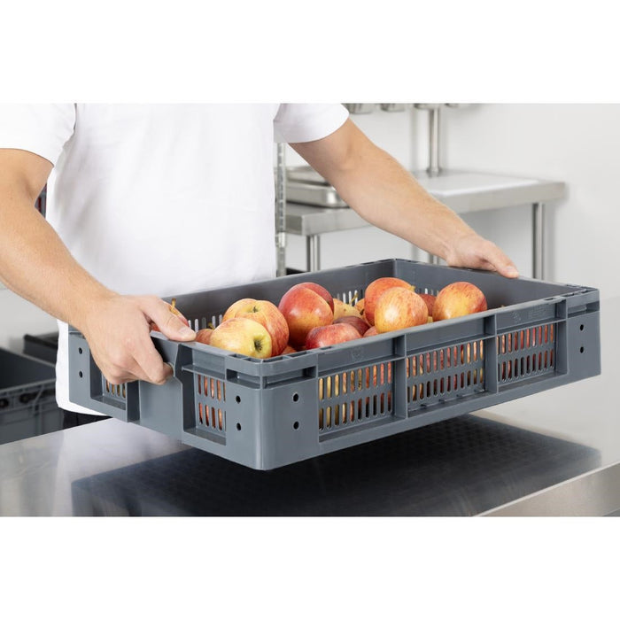 Vogue Perforated Plastic Storage Crate 600x400x120mm Vogue