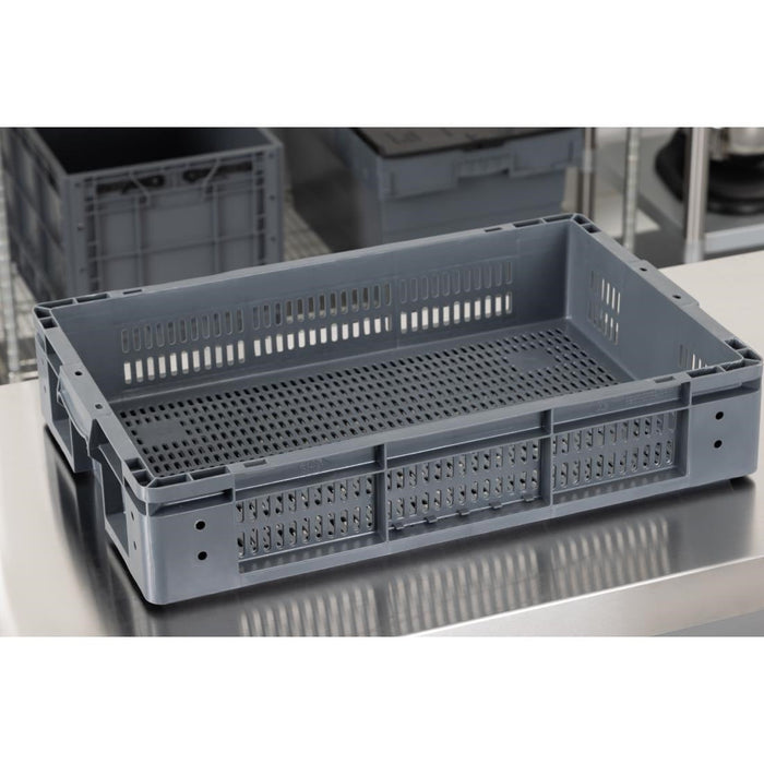 Vogue Perforated Plastic Storage Crate 600x400x120mm Vogue