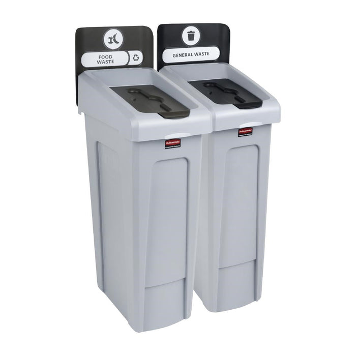 Rubbermaid Slim Jim Two Stream Recycling Station 2x 87Ltr Slim Jim