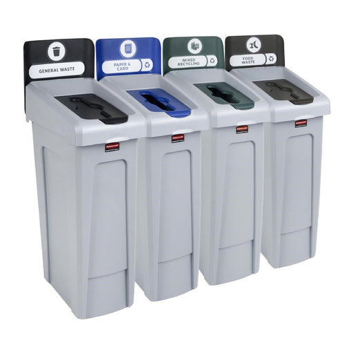 Rubbermaid Slim Jim Four Stream Recycling Station 4x 87Ltr Slim Jim