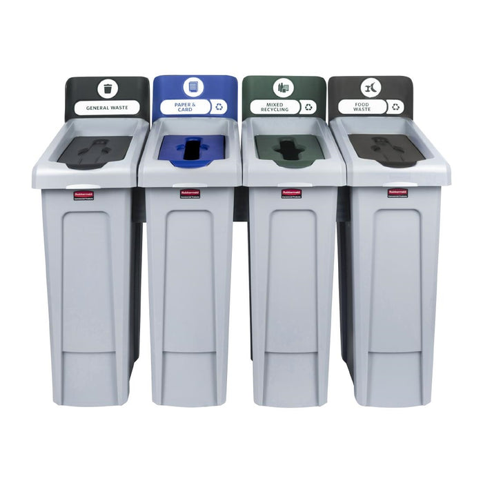 Capacity: 4x 87Ltr. Streams: General Waste, Food Waste, Mixed Recycling and Paper & Card