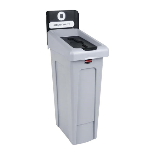 Rubbermaid Slim Jim General Waste Recycling Station Black 87Ltr Slim Jim