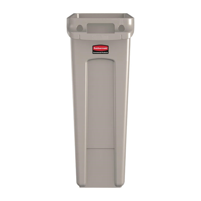 Rubbermaid Slim Jim Bin with Venting Channels Beige 87Ltr Slim Jim