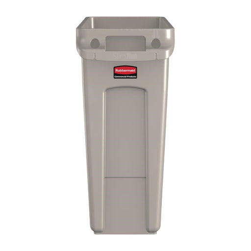 Rubbermaid Slim Jim Bin with Venting Channels Beige 60Ltr Slim Jim