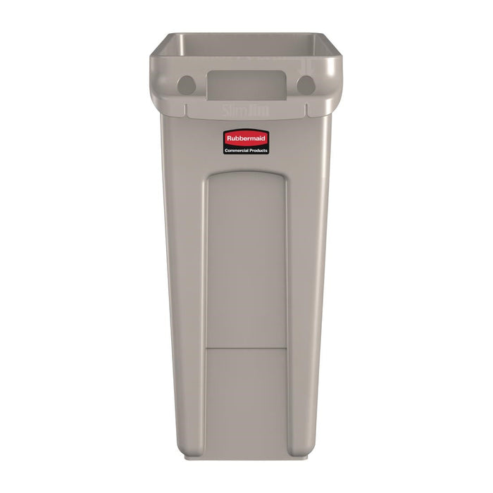 Rubbermaid Slim Jim Bin with Venting Channels Beige 60Ltr Slim Jim