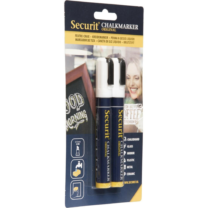 Chalk Markers White (2 Pack) Securit