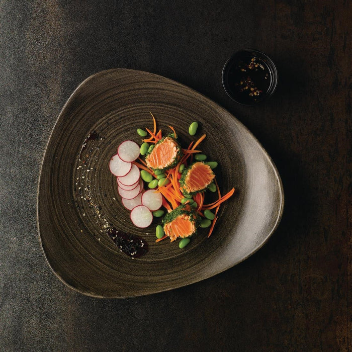 Churchill Stonecast Patina Lotus Plates Iron Black 311mm (6 Pack) Churchill