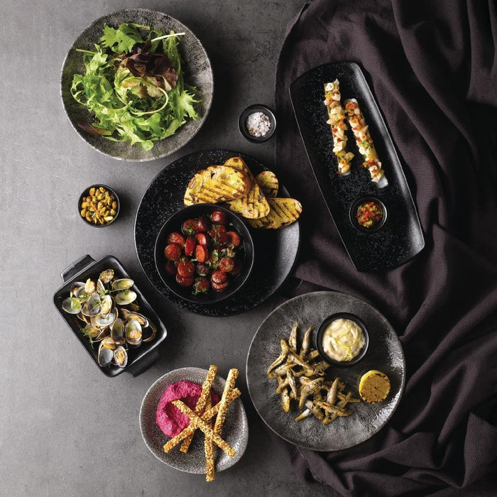 Churchill Raku Round Dish Quartz Black 185mm (12 Pack) Churchill