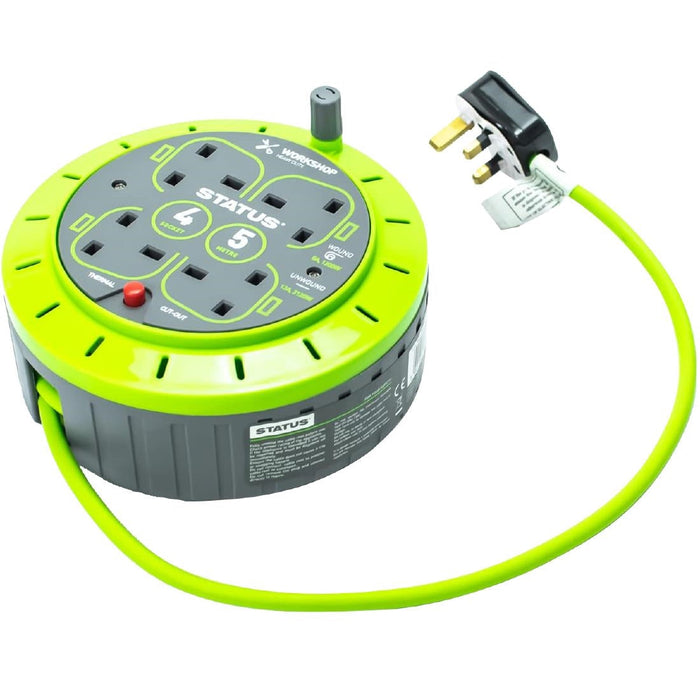 Status 4 Socket Cable Reel with Thermal Cut Out 13Amp 5m Status