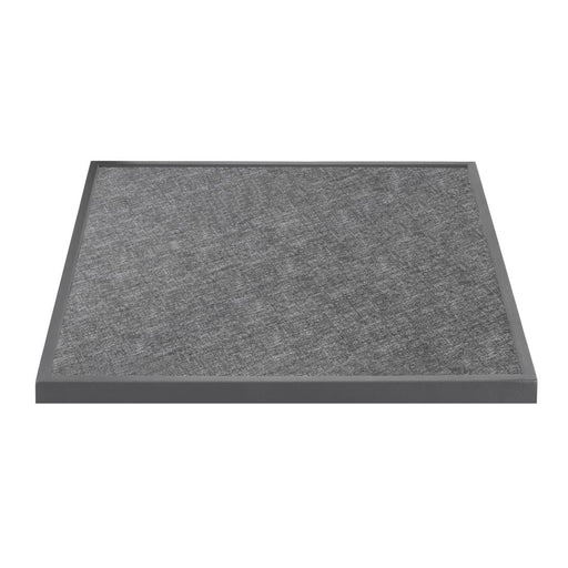 Bolero Black Brushed Mix Outdoor Tempered Glass Table Top Square Grey Trim 700mm Bolero