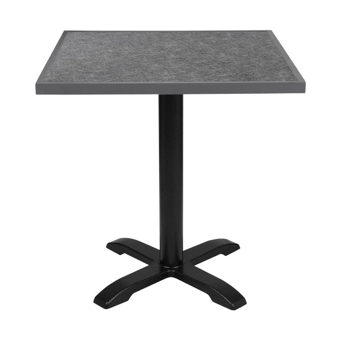 Bolero Black Brushed Mix Outdoor Tempered Glass Table Top Square Grey Trim 700mm Bolero