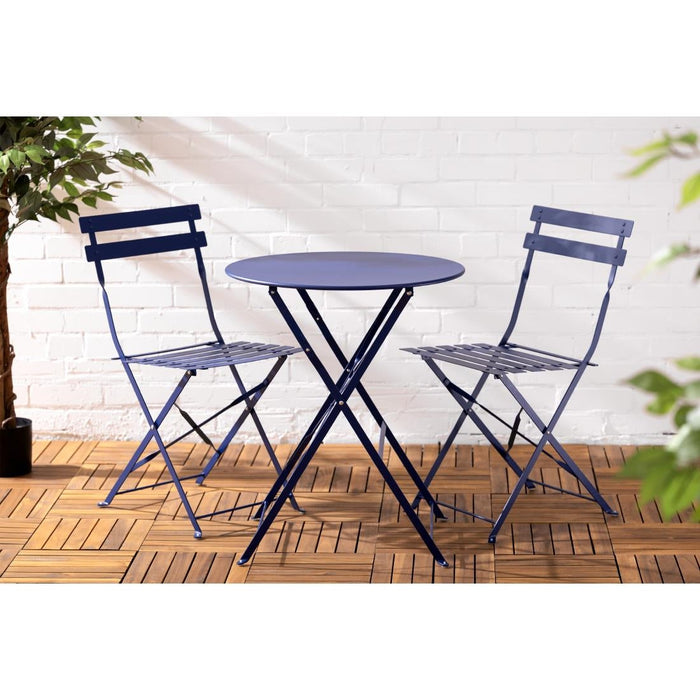 Bolero Perth Dark Navy Pavement Style Steel Table Round 600mm Bolero