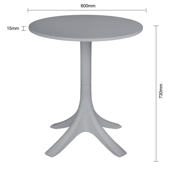 Bolero Lorenzo 600mm Round Café Table - Medium Grey Bolero