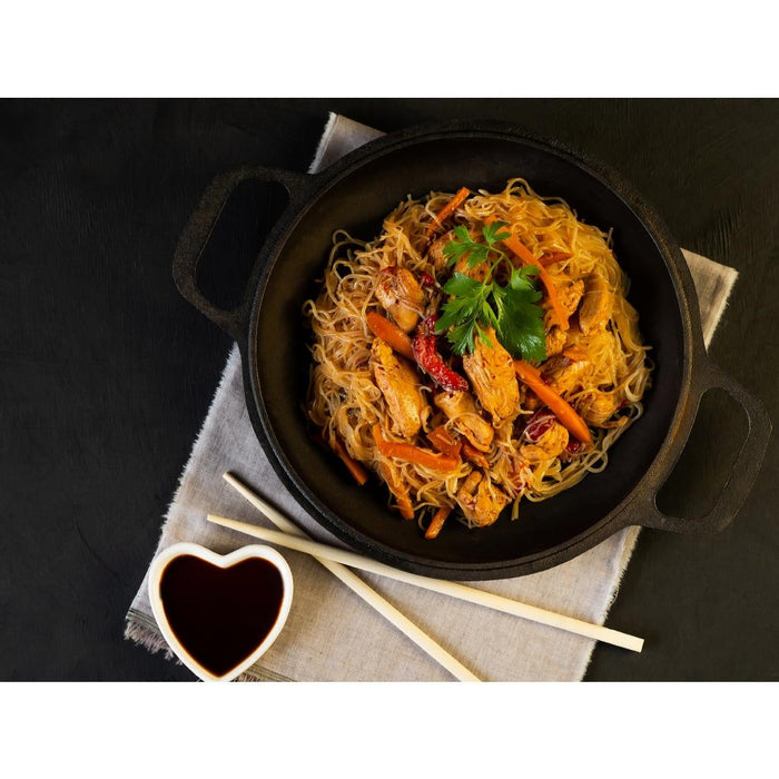 Dexam School of Wok Pre-Seasoned Cast Iron Flat Base Wok 300mm School of Wok by Dexam