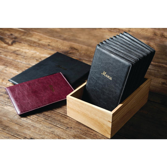 Olympia Faux Leather Menu Cover A4 Black Olympia
