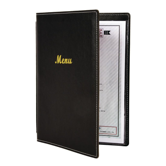 Olympia Faux Leather Menu Cover A4 Black Olympia
