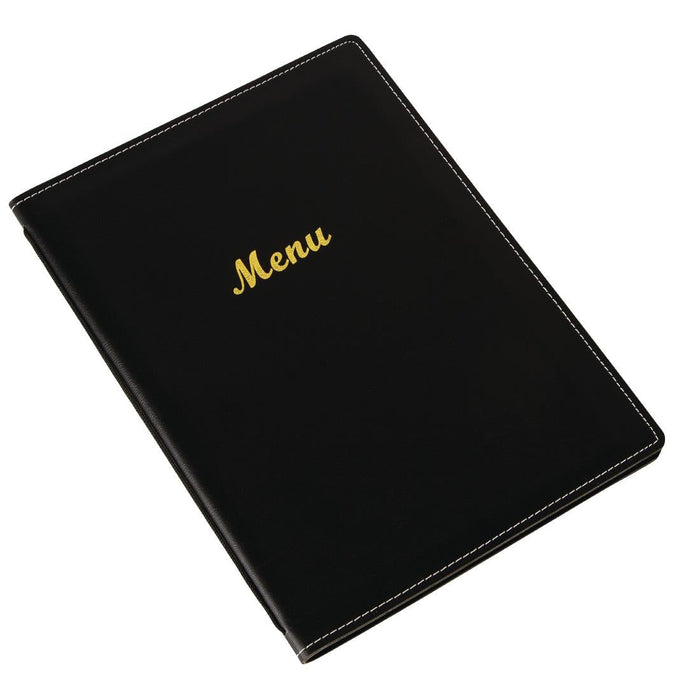 Olympia Faux Leather Menu Cover A4 Black Olympia