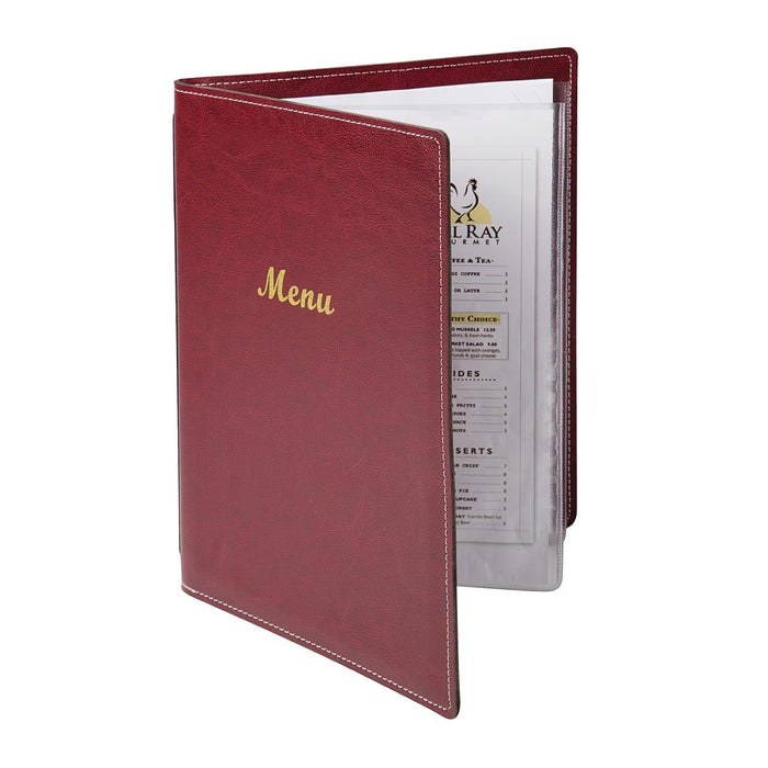 Olympia Faux Leather Menu Cover A4 Burgundy Olympia