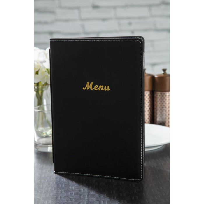 Olympia Faux Leather Menu Cover A5 Black Olympia