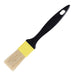 35mm wide bristles. Flat. Dishwasher proof plastic handle.