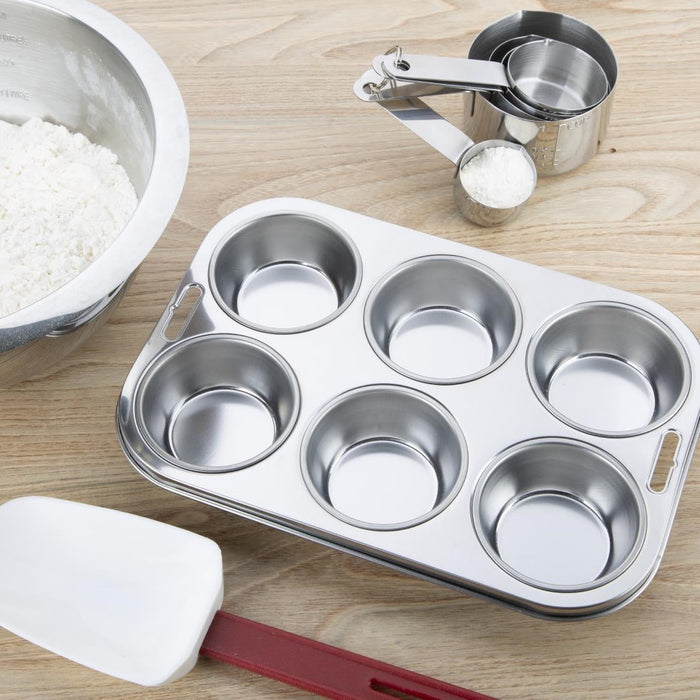 Vogue Stainless Steel Deep Muffin Tray 6 Cup Vogue