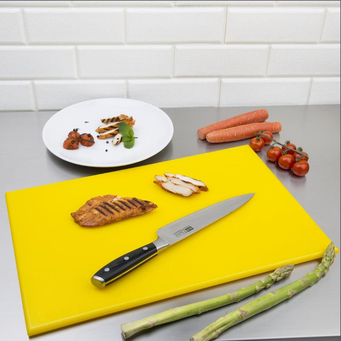 Hygiplas High Density Antibacterial Yellow Chopping Board 455x305x12mm Hygiplas