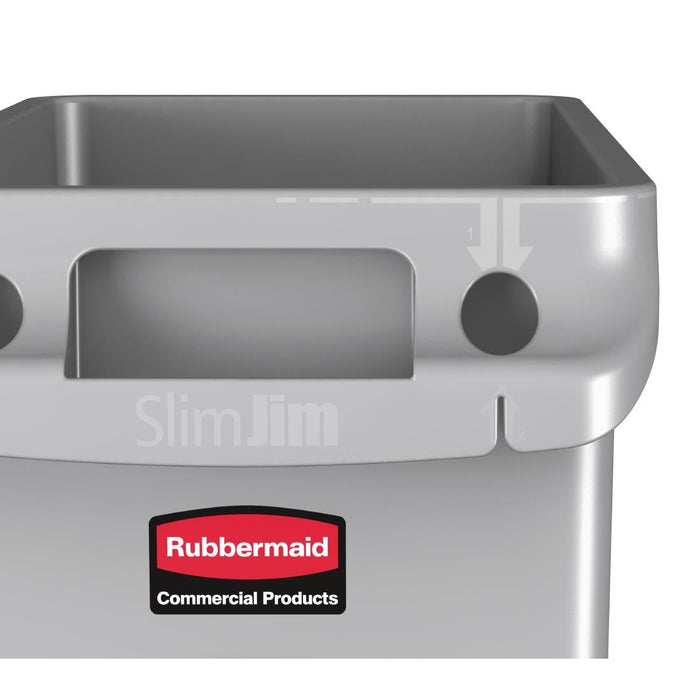 Rubbermaid Slim Jim Container with Venting Channels Grey 60Ltr Slim Jim