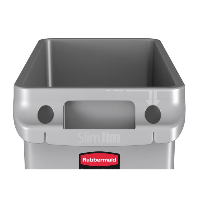 Rubbermaid Slim Jim Container with Venting Channels Grey 60Ltr Slim Jim