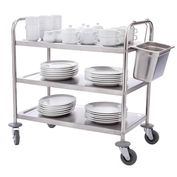 Vogue Stainless Steel 3 Tier Clearing Trolley Large Vogue