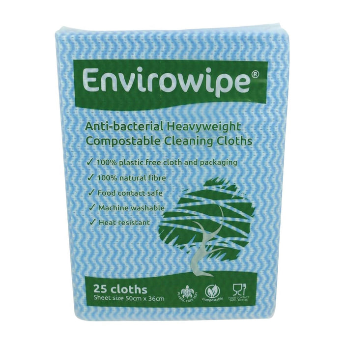 EcoTech Envirowipe Antibacterial Compostable Cleaning Cloths Blue (25 Pack) EcoTech