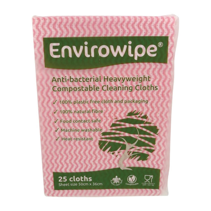 EcoTech Envirowipe Antibacterial Compostable Cleaning Cloths Red (25 Pack) EcoTech