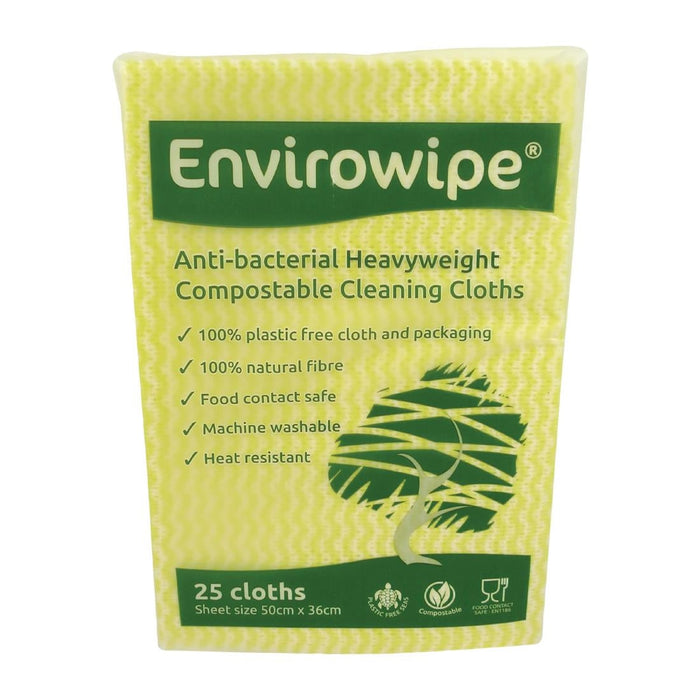 EcoTech Envirowipe Antibacterial Compostable Cleaning Cloths Yellow (25 Pack) EcoTech