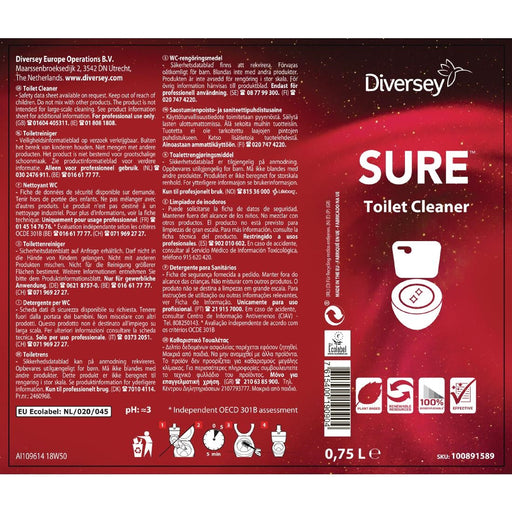 SURE Toilet Cleaner Ready To Use 750ml Diversey