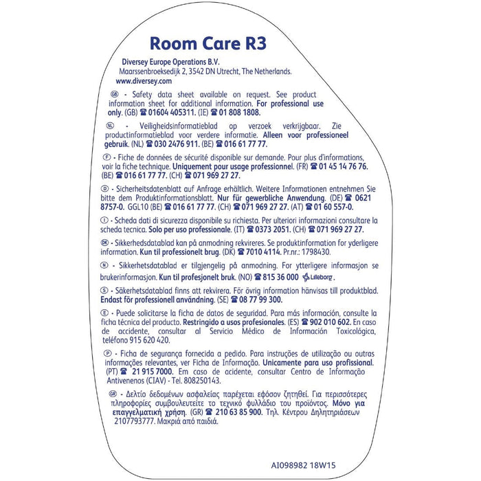 Room Care R3 Glass and Multi-Surface Cleaner Ready To Use 750ml Diversey