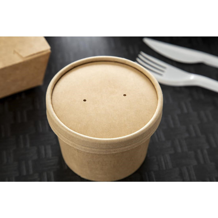 Colpac Recyclable Kraft Microwavable Soup Cup Lids 8oz and 12oz (500 Pack) Colpac
