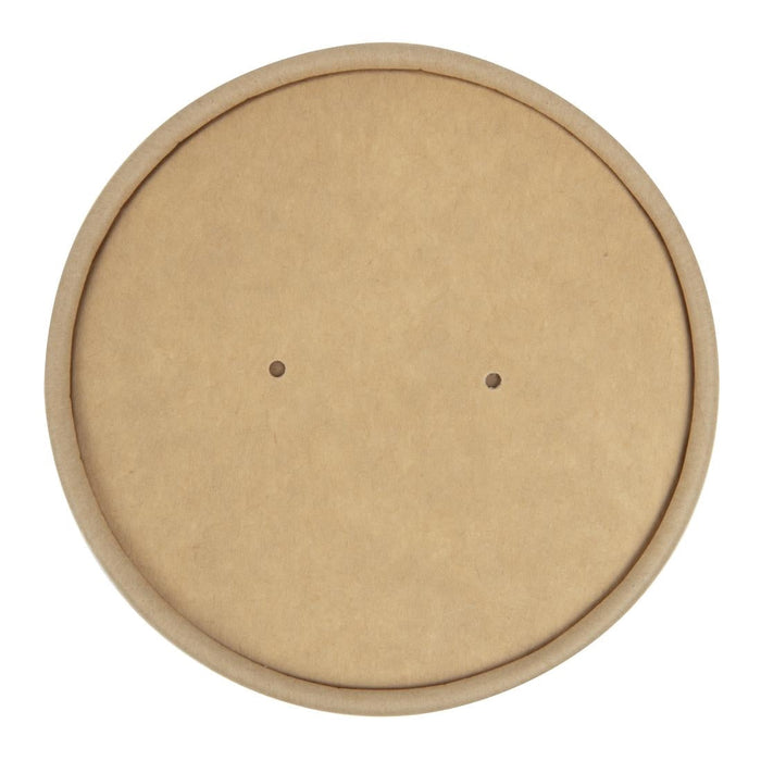 Colpac Recyclable Kraft Microwavable Soup Cup Lids 450ml (500 Pack) Colpac
