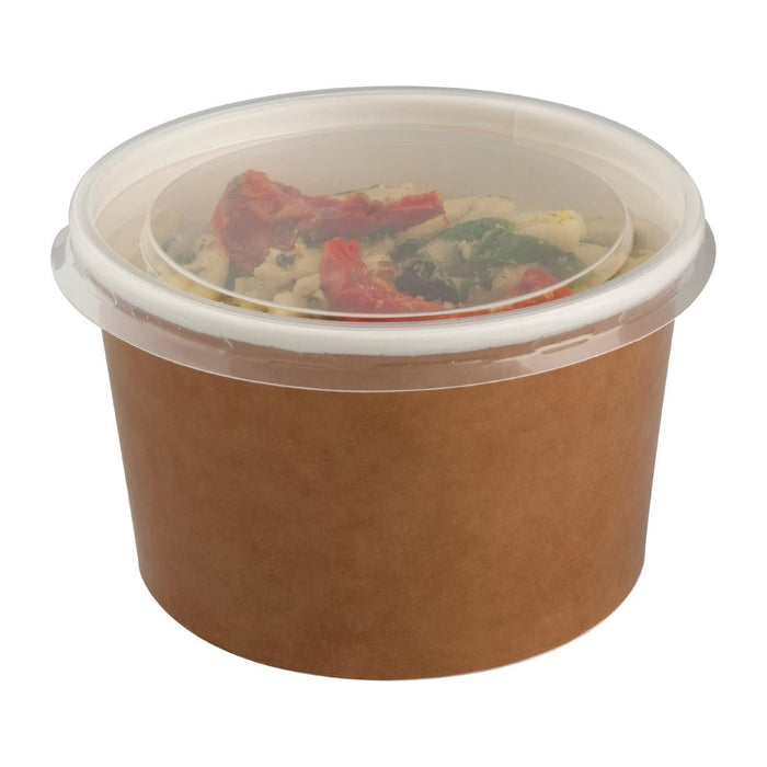 Colpac Recyclable Kraft Salad Pots With Lid Small 700ml (150 Pack) Colpac