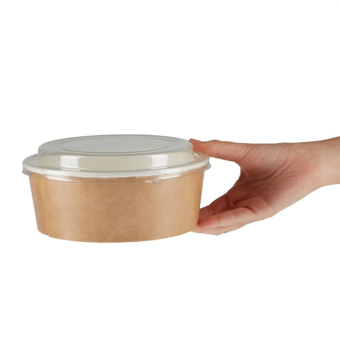Colpac Recyclable Kraft Salad Pots With Lid Large 1300ml (150 Pack) Colpac