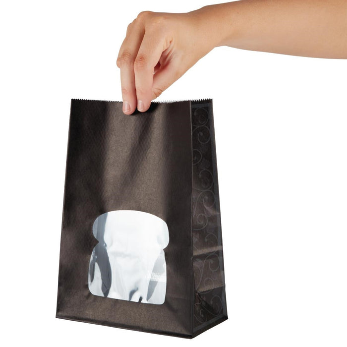 Colpac Recyclable Paper Sandwich Bags With Window Black (250 Pack) Colpac