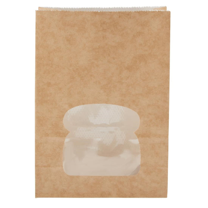 Colpac Recyclable Paper Sandwich Bags With Window Kraft (250 Pack) Colpac