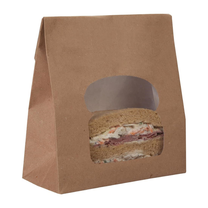 Colpac Recyclable Paper Sandwich Bags With Window Kraft (250 Pack) Colpac