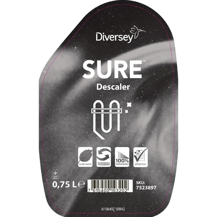 SURE Cleaner and Disinfectant / Descaler Refill Bottles 750ml (6 Pack) Diversey