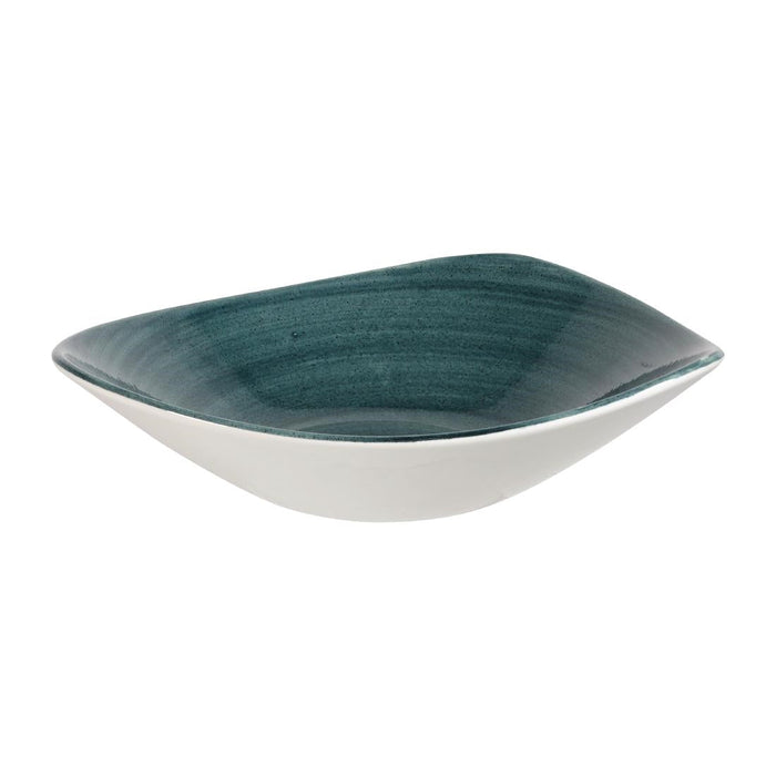 Churchill Stonecast Patina Triangular Bowls Rustic Teal 21oz 235mm (12 Pack) Churchill