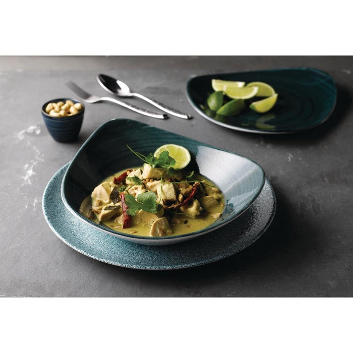 Churchill Stonecast Patina Triangular Bowls Rustic Teal 21oz 235mm (12 Pack) Churchill