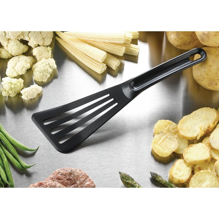 Matfer Bourgeat Pelton Exoglass Slotted Spatula 30cm Black Matfer Bourgeat