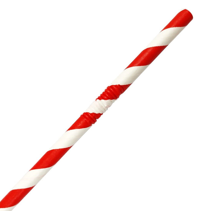 Fiesta Compostable Bendy Paper Straws Red Stripes (250 Pack) Fiesta Compostable