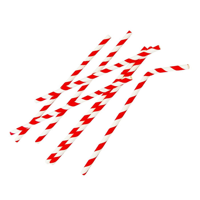 Fiesta Compostable Bendy Paper Straws Red Stripes (250 Pack) Fiesta Compostable
