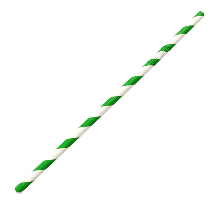 Fiesta Compostable Bendy Paper Straws Green Stripes (250 Pack) Fiesta Compostable