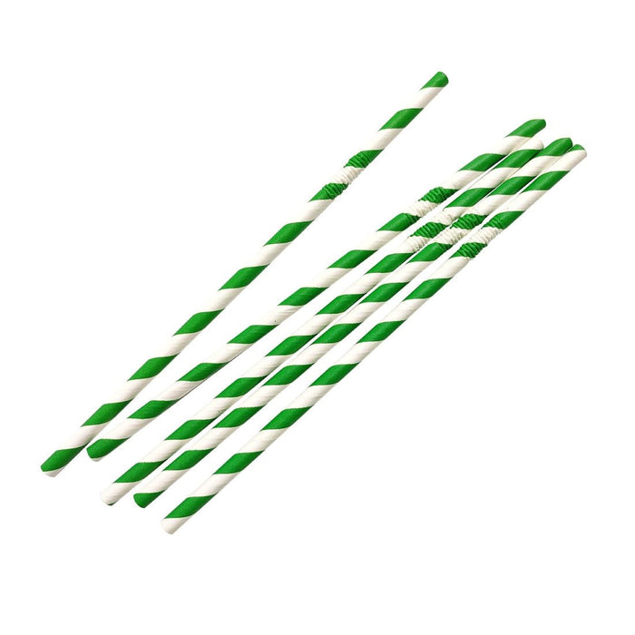 Fiesta Compostable Bendy Paper Straws Green Stripes (250 Pack) Fiesta Compostable