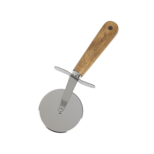 Stainless steel disc. Wooden handle